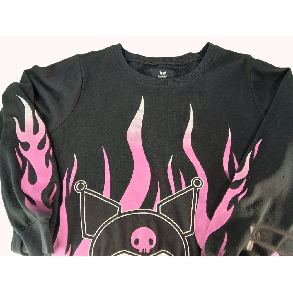 Torrid x Sanrio Kuromi Black Sweatshirt Size 1X Pink Flames Bioworld Licensed - Picture 7 of 13